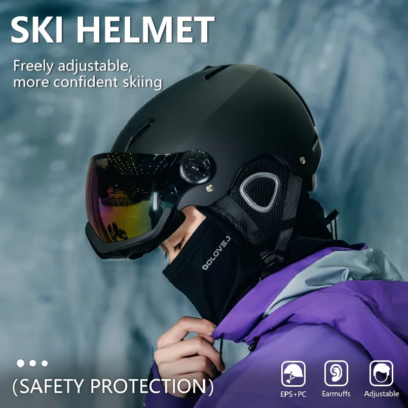 Skiing Helmet with Goggles Warm Helmet ABC+EPS High-Quality Ski Helmet Outdoor Sports Ski Skateboard Helmet