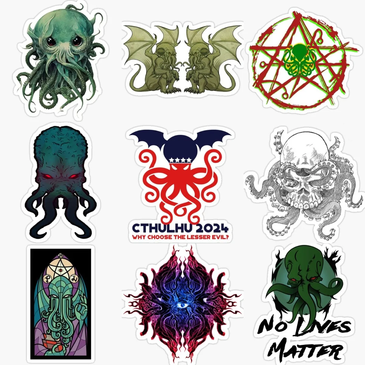 Cthulhu Great Old Ones Octopus Monster PVC Sticker for Decorate Fridge Table Car Van Window Bicycle Off-road Helmet Bumper Decal