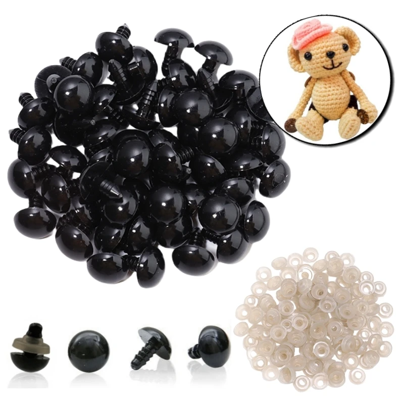 

50Pcs/Lot 6-20mm Plastic Eyeball Doll Accessories Black Plush Safety Eyes For DIY Crafts Funny Toy Eyes Animal Gifts Decoration