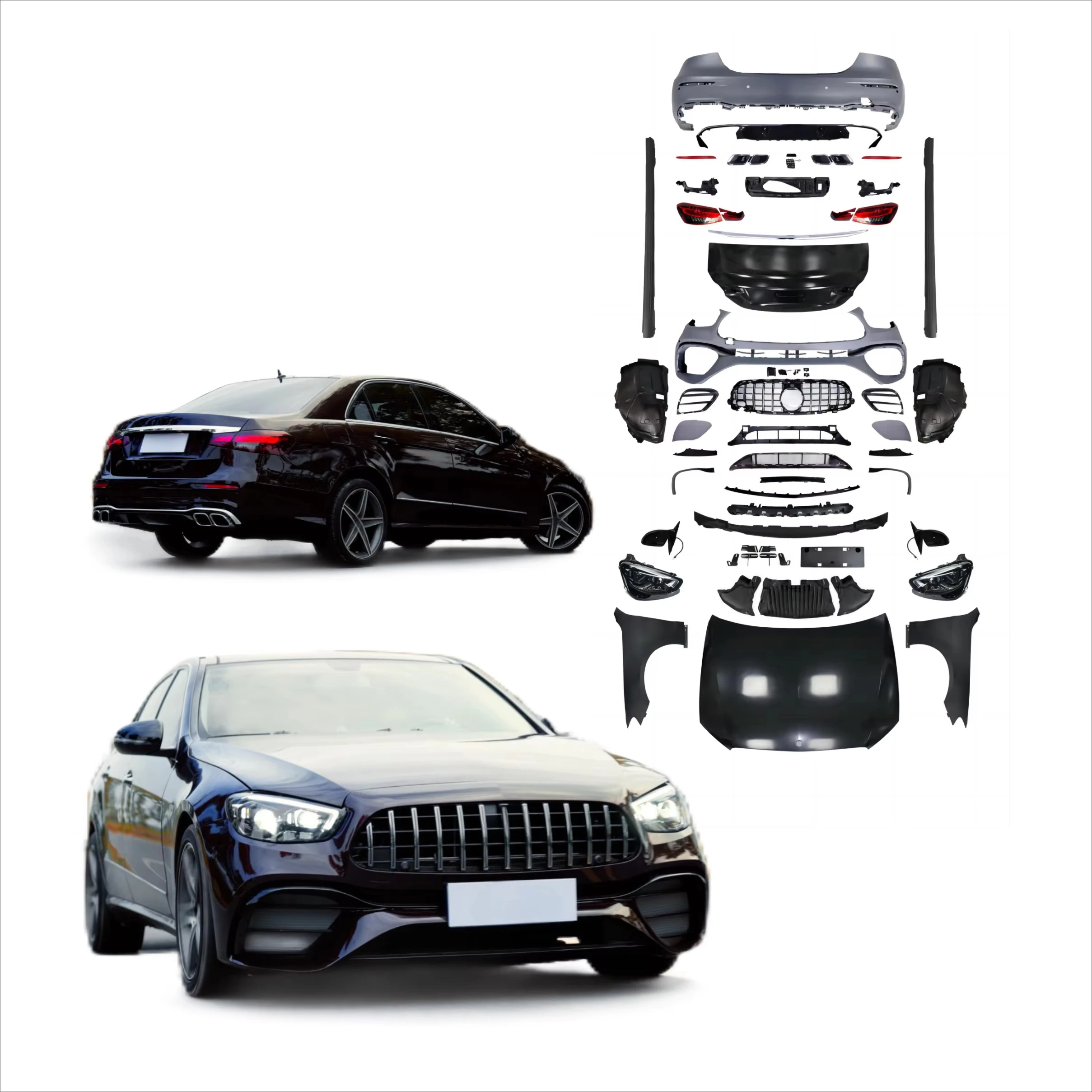 

Easy Installation for E Class W212 Upgrade to W213 E63 Bodykit 2009-2015 to 2023 LED Headlights 1:1 Facelift Diffuser