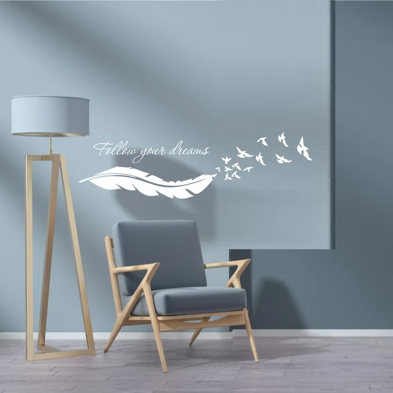 Follow your dreams with Feather Birds Vinyl Wall Sticker Kids Room Home Decor #28