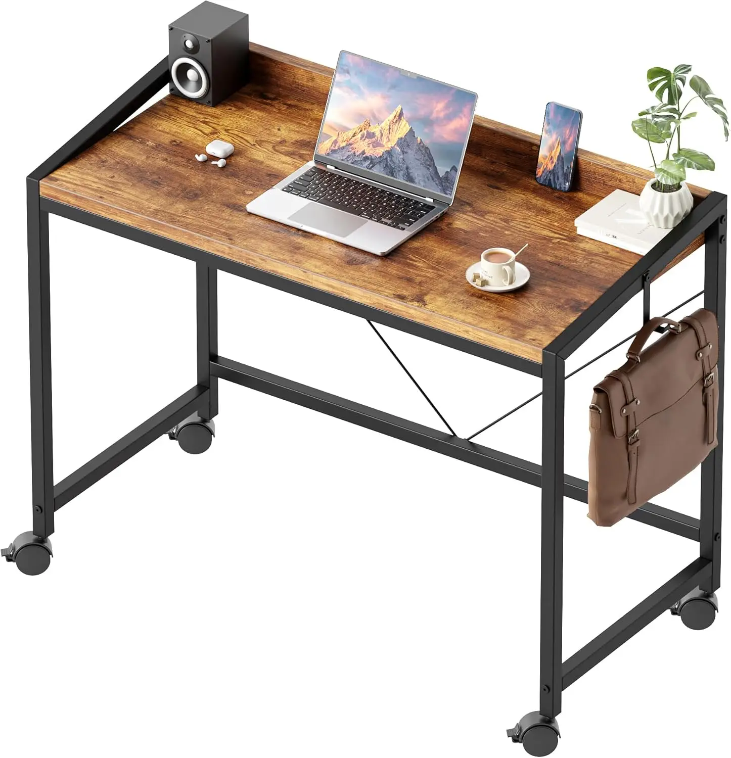 

Rolling Computer Desk with Wheels, Gaming Desk for Small Spaces, Modern Simple Style Table for Home Office, Study Writing