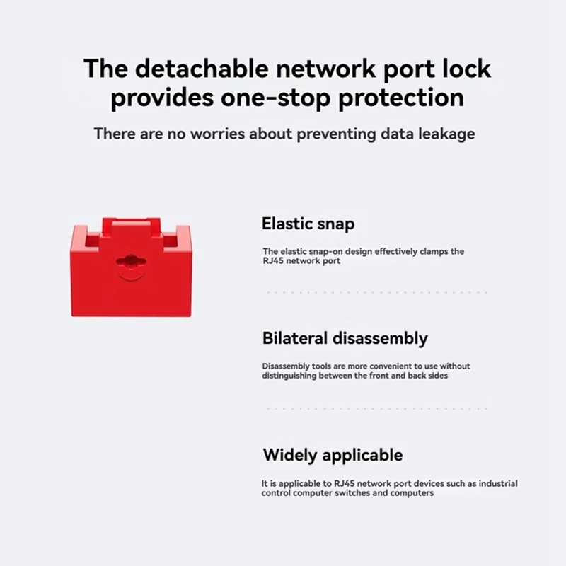 10PCS RJ45 Inserts Lock with Key Dust-Proof Network Plug Enhances Data Security Protection for Switch, Router Red