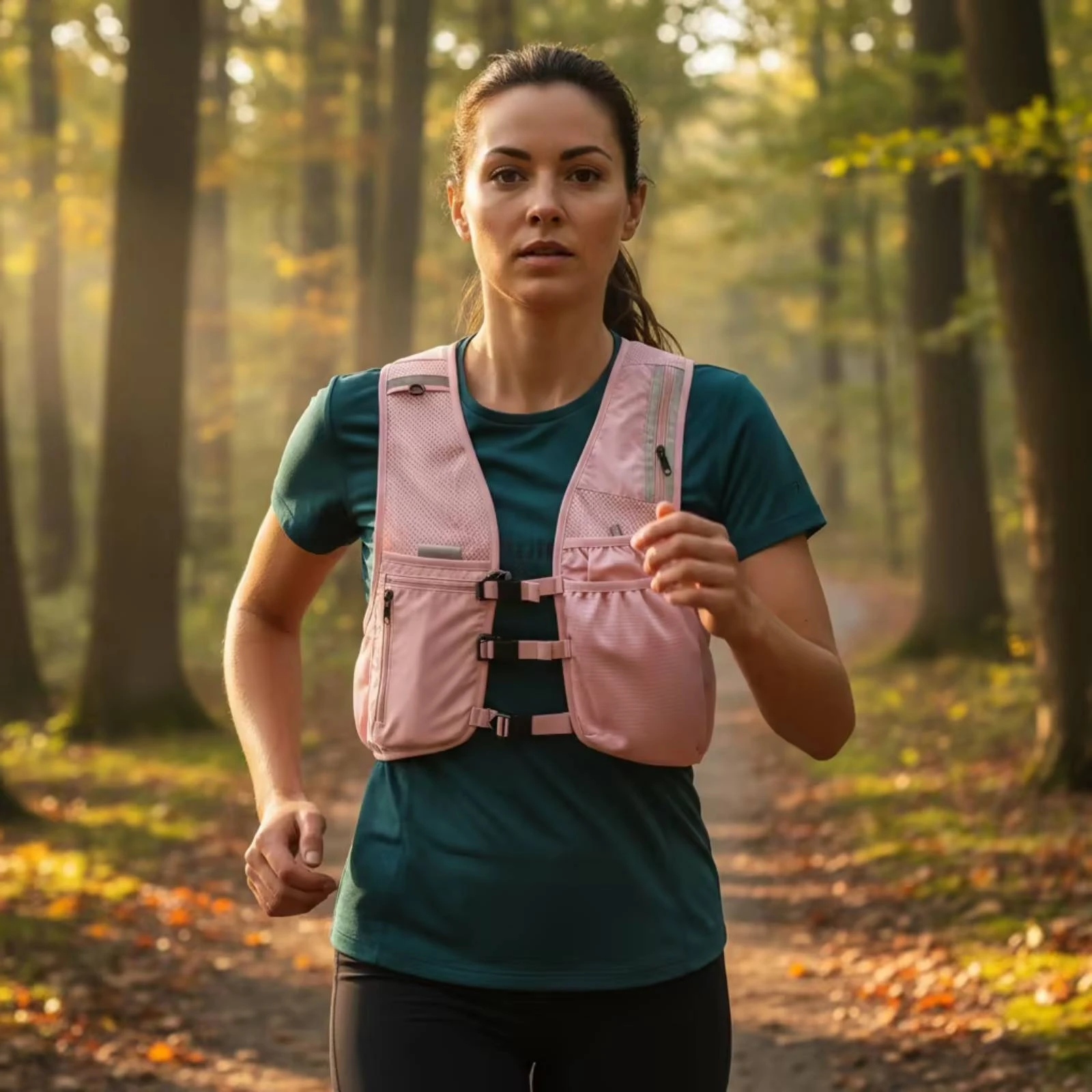 Running Gear Satisfy - เสื้อกั๊กตาข่ายแบบไม่มีแขน กระเป๋าเป้สะพายหลังน้ำหนักเบาสำหรับวิ่ง อุปกรณ์กลางแจ้งแบบสะท้อนแสง สำหรับการเดินป่า ปั่นจักรยาน