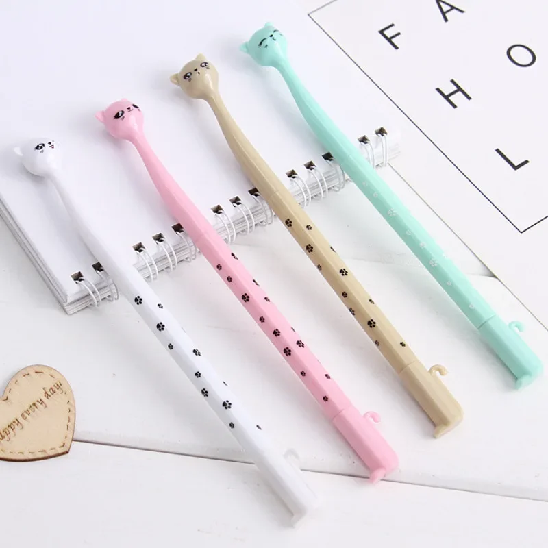 12Pcs Wholesale cute cartoon tall cat gender-neutral pen, student office stationery