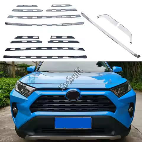 Racing Gills Grid Grilles Cover Trim For Toyota Rav4 2019 2020 2021 2022 Stainless Steel Car Accessories Exterior Frame Stick