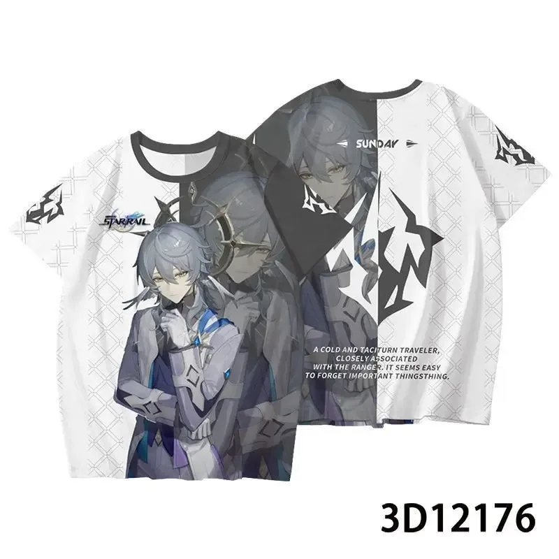 لعبة هونكاي ستار رايل الأحد كوسبلاي تي شيرت شورت Sunday للجنسين ثلاثية الأبعاد مطبوعة بوليستر كم قصير بلايز موضة تي شيرت صيفي #2
