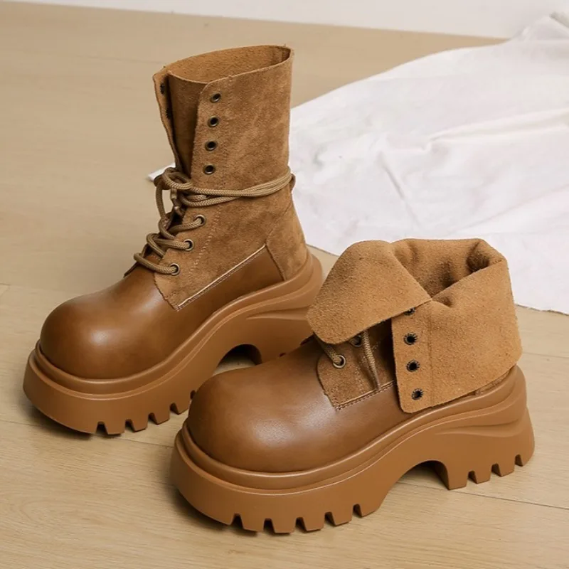 

High Heels Women's Platform Ankle Boots Designer Chunky Lace Up Shoes 2025 Winter New Short Boots Fashion Sneakers Dress Pumps
