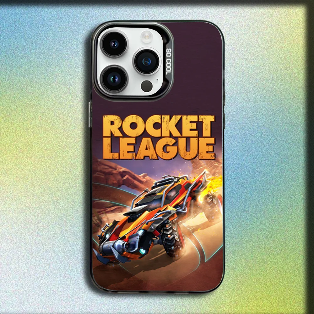 حافظة هاتف Game R-Rocket League لهاتف iPhone 16,15,14,13,12,11,Mini,Pro,SE,MAX غطاء أسود من السيليكون الرمادي غير اللامع