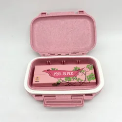 Pink Set Wheat Straw Cigarette Case With 1booklet Pink Rolling Paper Filter Tip Smoking accessories