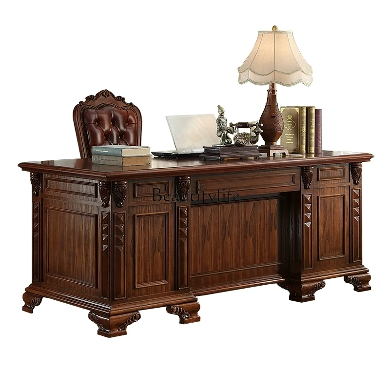 

American solid wood European luxury boss table home desk writing desk