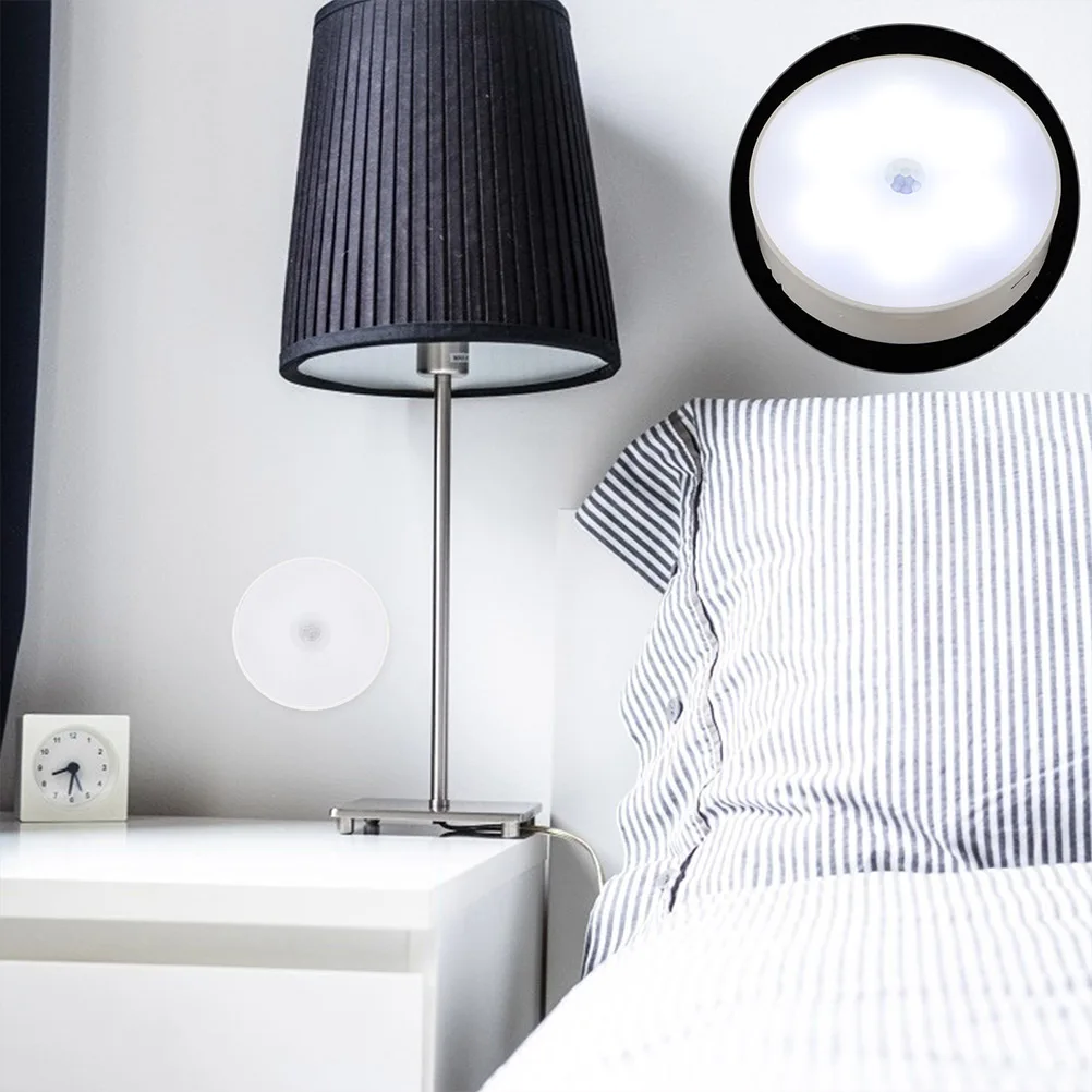 

2Pcs LED Night Light Sensor Wardrobe Lamp Motion Induction Puck Human Body Living Room Stairs Bedroom USB Charging Small