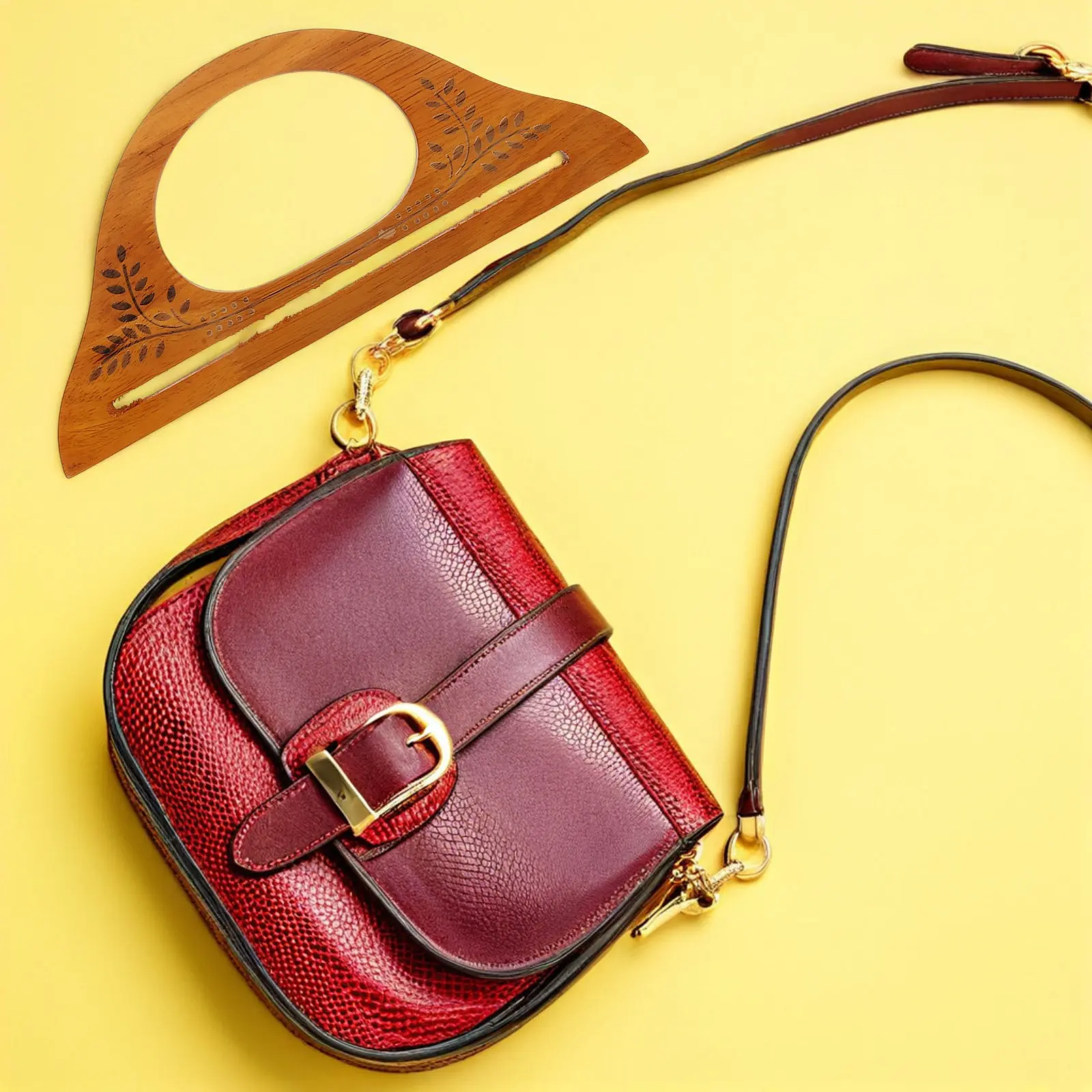 

4Pcs Hand-Carved Wood Purse Handles D-Shaped Wooden Bag Handles for DIY Handbag Making Crochet Tote Replacement Grip