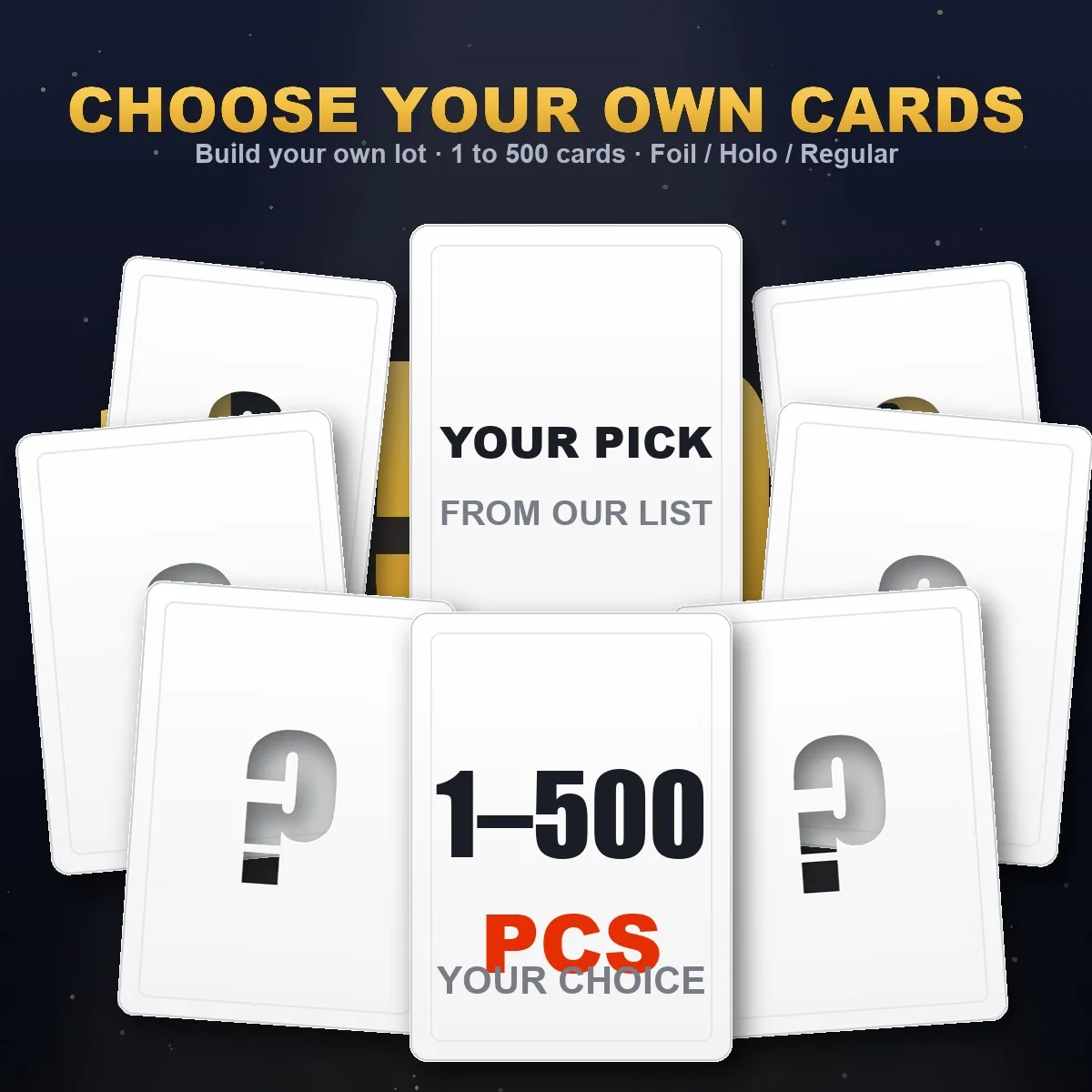 TCG Proxy Trading Cards Black Core Top Quality, Choose Your Own Custom Lot, Pick from Our List, 1-500 PCS Playing Cards