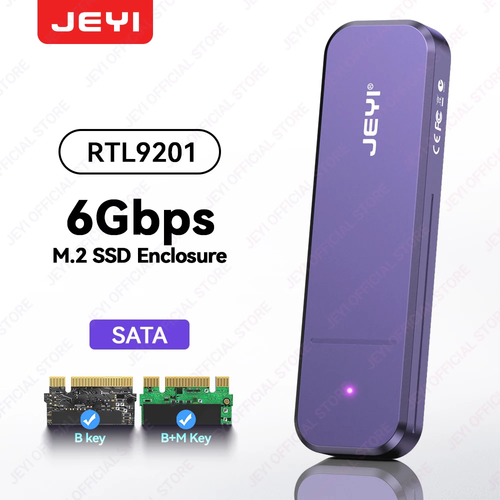 JEYI M.2 SSD (10Gbps) aluminium behuizing met ondersteuning voor NVMe/SATA dual-protocol | USB 3.2 | Ondersteunt 2230/42/60/80 SSD's | UASP+TRIM