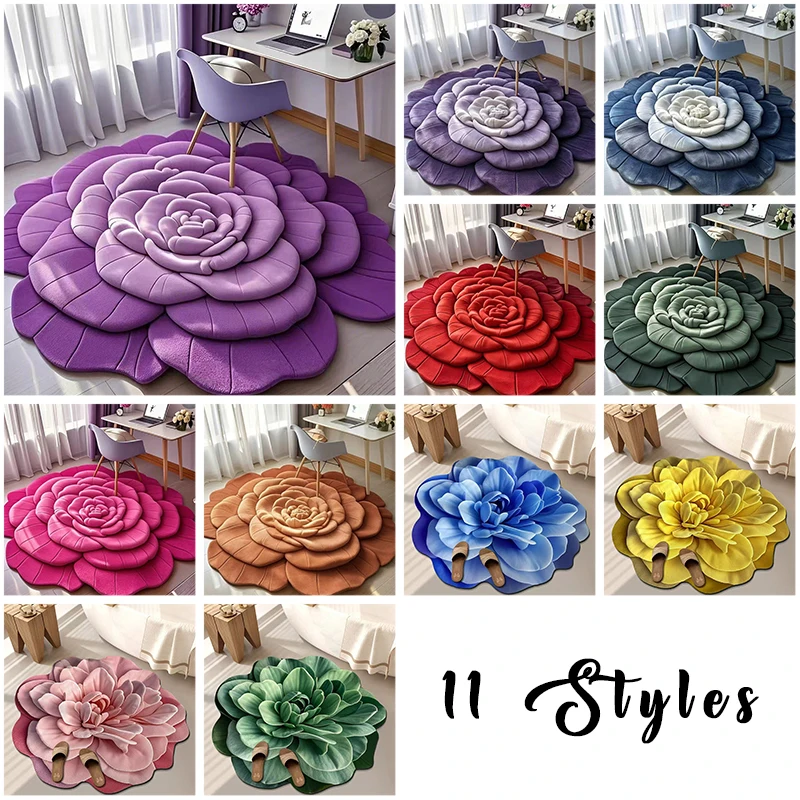 

3D Floral Print Mud Floor Mat Bathroom Toilet Anti Slip Foot Pad Absorbent Non-slip Quick-drying Dirty Resistant Decoration