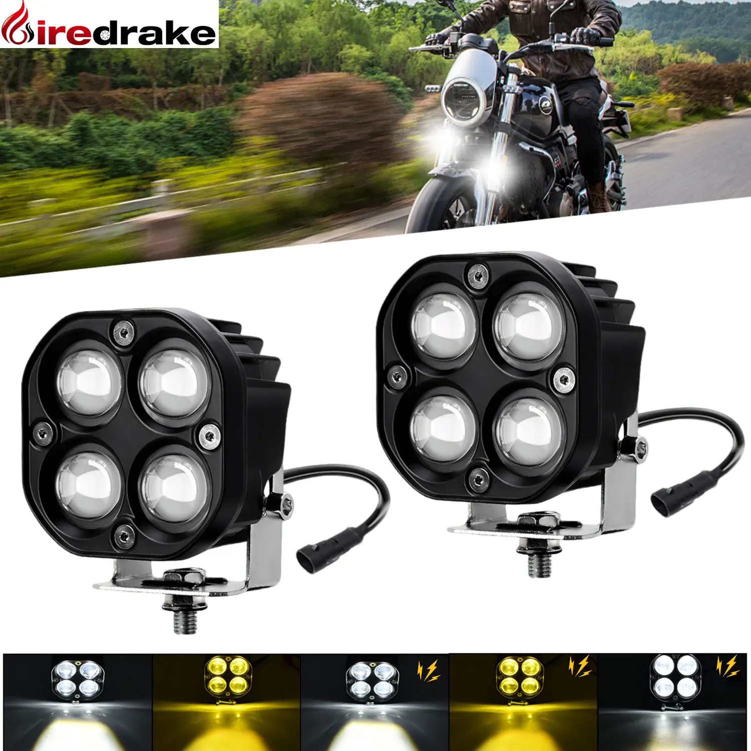 

Auxiliary Headlight Projector Fog Lamp Wire Harness Kit Led Lighthouse 3000k/6000k 120W 6000K for ATV Truck Dirt Bike SUV UTV