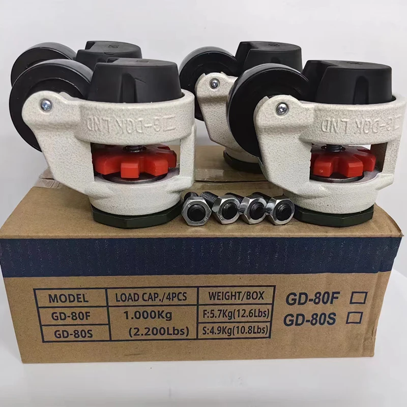 4pcs of set  GD-80S/80F Heavy Duty Castors Leveling Heavy Foot  adjustable aluminum bracket nylon wheels  Industrial casters