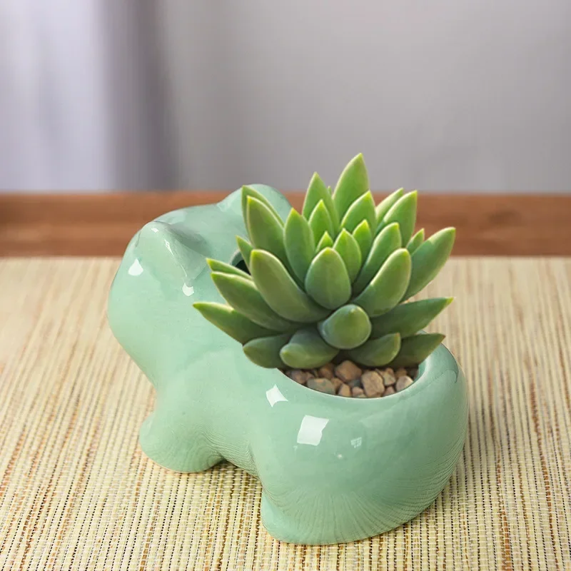 Ceramic Flower Pot Cute Succulent Plant Garden Pots Simulation Planters Green Plants Animal Cartoon Vases Home Garden Decoration