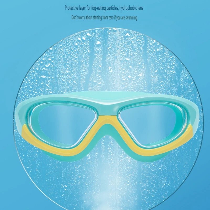 Waterproof Children's Swimming Goggles High-definition Anti-fog Wide-angle Large Frame Seal Wearing Earplugs Goggles for Kids view 4