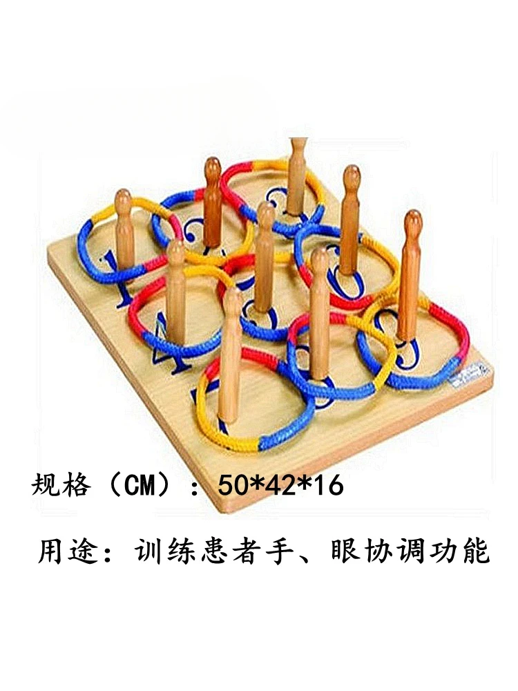 Rehabilitation equipment for hand eye coordination function training of patients using vertical hoop colored discs