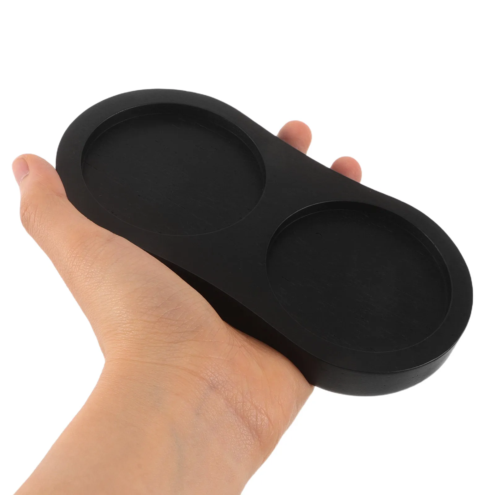 Bandeja de madera de 2 ranuras para molinillos de sal y pimienta, base para salero y molinillo de pimienta, soporte doble para condimentos, organizador de mesa