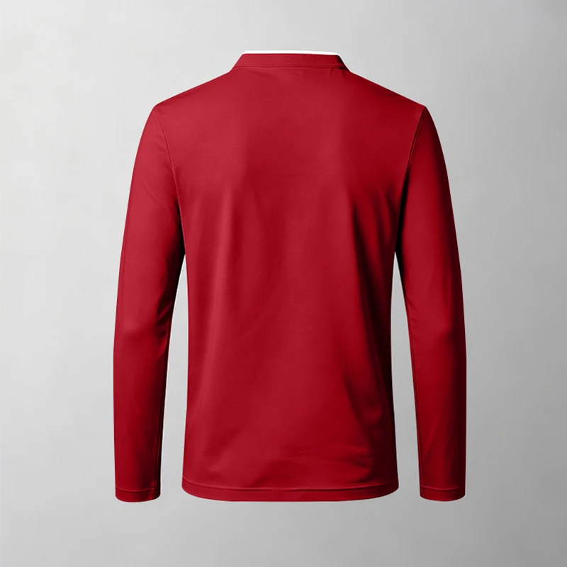 Herren-Polohemd mit Stehkragen, langärmelig, mit Brusttasche, ideal für Spaziergänge im Freien, Wochenendausflüge und Freizeitaktivitäten. – Detail 15