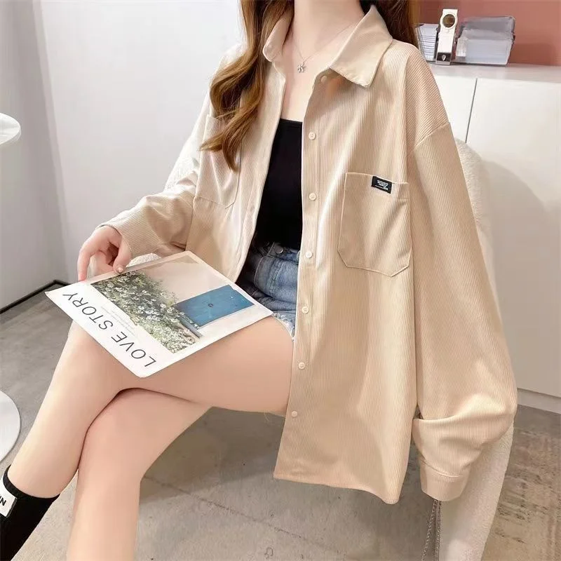 

Ретро-рубашка в гонконгском стиле из вельвета с длинным рукавом для женщин, дизайнерская модель, большие размеры, верхняя одежда, осень-зима, новинка