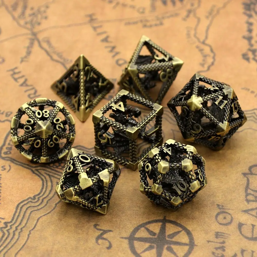 

Accessories Gift Playing Game For Dnd for Dungeons And Dragons Role Game Dice D20 D12 D8 D6 Metal Dice Set Hollow Metal