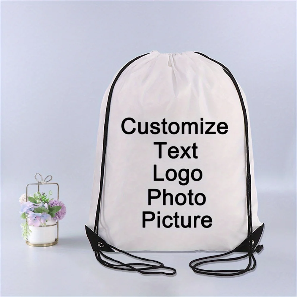 حقائب ظهر برباط للشعار/النص/الصورة مكونة من 5 قطع قابلة للتخصيص، حقيبة رياضية من البوليستر الناعم حقيبة ظهر برباط للسفر في صالة الألعاب الرياضية