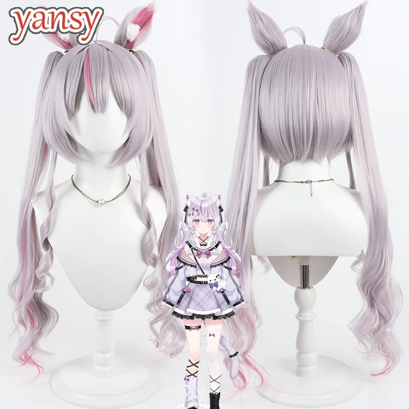 parrucca-sintetica-yansywig-tosaki-mimi-per-cosplay-parrucca-da-youtuber-virtuale-tosaki-mimi-80cm-grigio-con-rosa-misto-coda-di-cavallo-resistente-al-calore