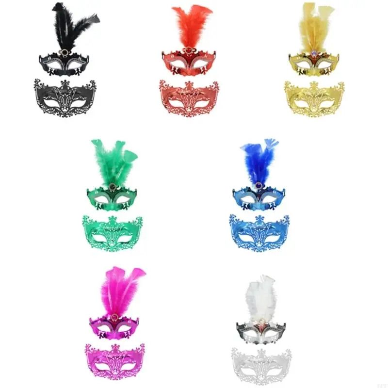 

B95F Couple Masquerade Mask Venetians Party Mask Halloween Costume Mask Mardi Gras Mask for Couples Women Men Half Face Mask