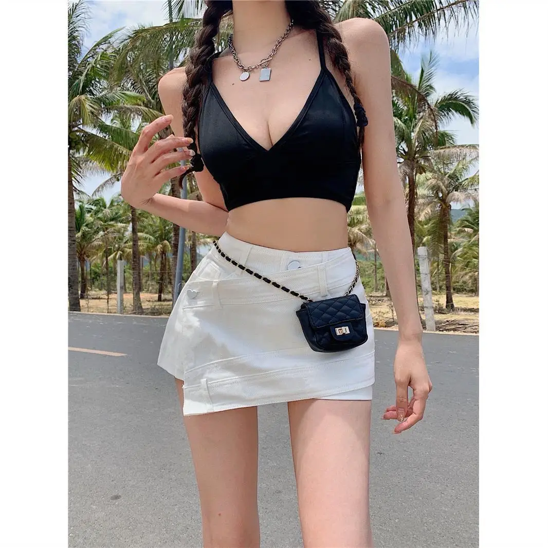 Shorts Women Summer Skinny Solid Denim Irregular Fashionable Holiday Korean Version Ladies Trousers Leisure Stylish High Waist