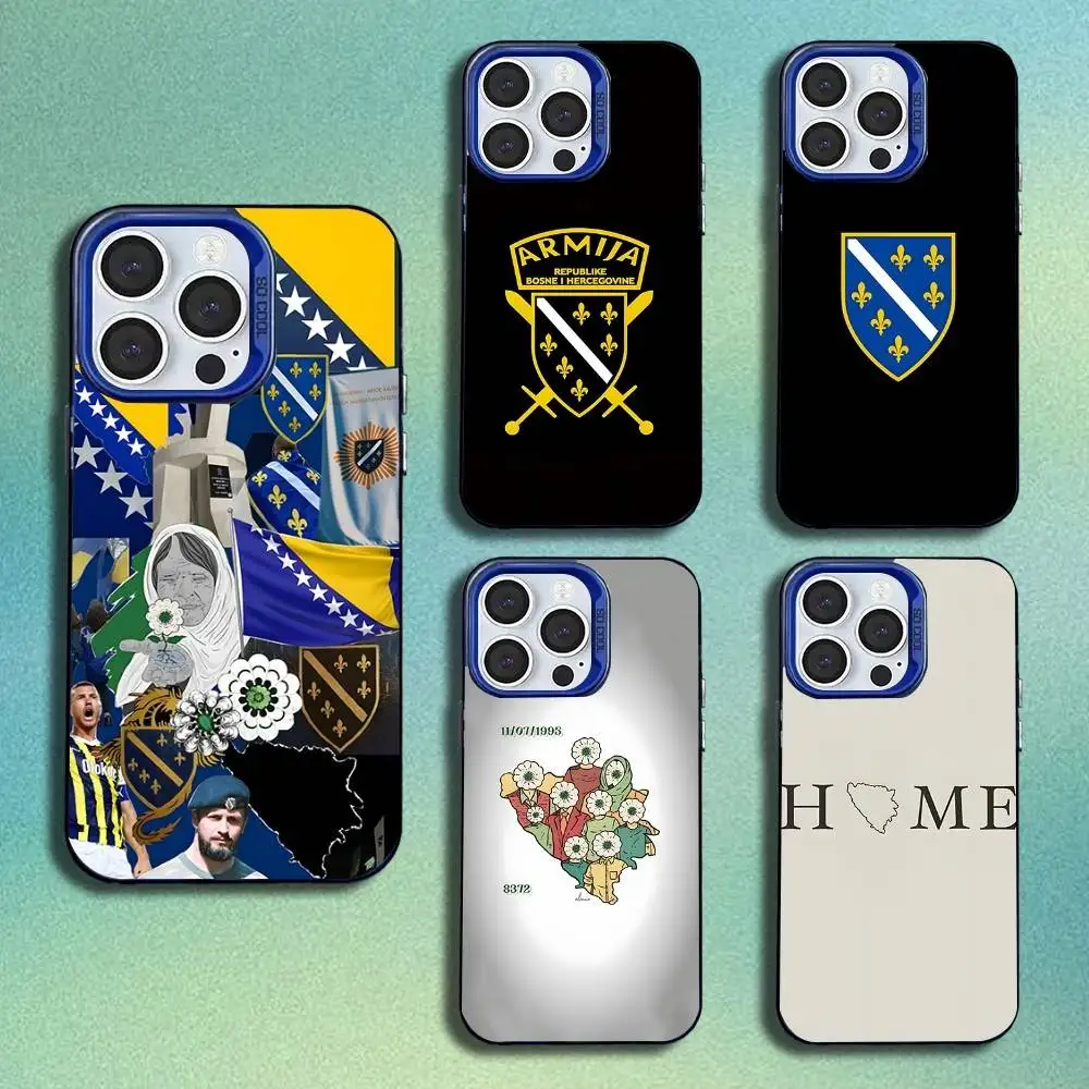 

Bosna i Hercegovina Heart Phone Case For iPhone 16,15,14,13,12,11,Mini,Pro,SE,MAX Blue Matte Silicone Cover