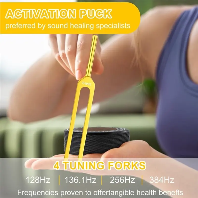 PZHI-Stimmgabeln für Heilungsset (Gold) – inklusive 128 Hz, 136,1 Hz, 256 Hz, 384 Hz und Aktivator, für Chakra, Yoga und Meditation