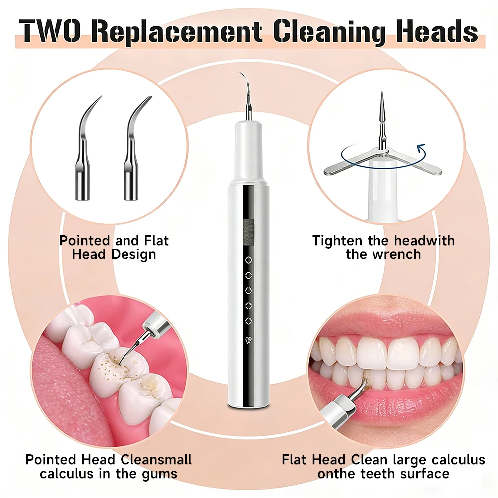 CURVY MOON T8 Portable Ultrasonic Electric Toothbrush Professional Plaque Calculus Removal Teeth Cleaning for Dental Care Clean view 4