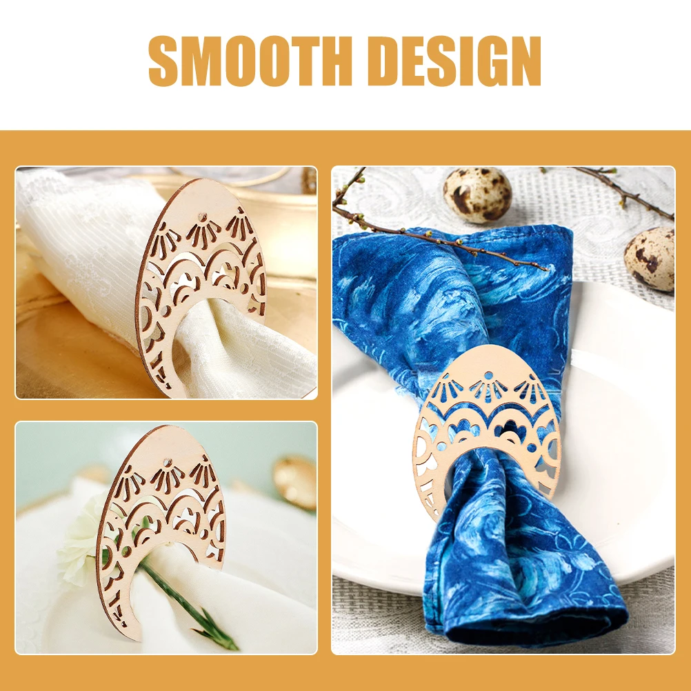 

30Pcs Hollow Egg Shaped DIY Napkin Rings Easter Napkin Holders Table Decoration Home Party Festival Decor for Spring Dinner