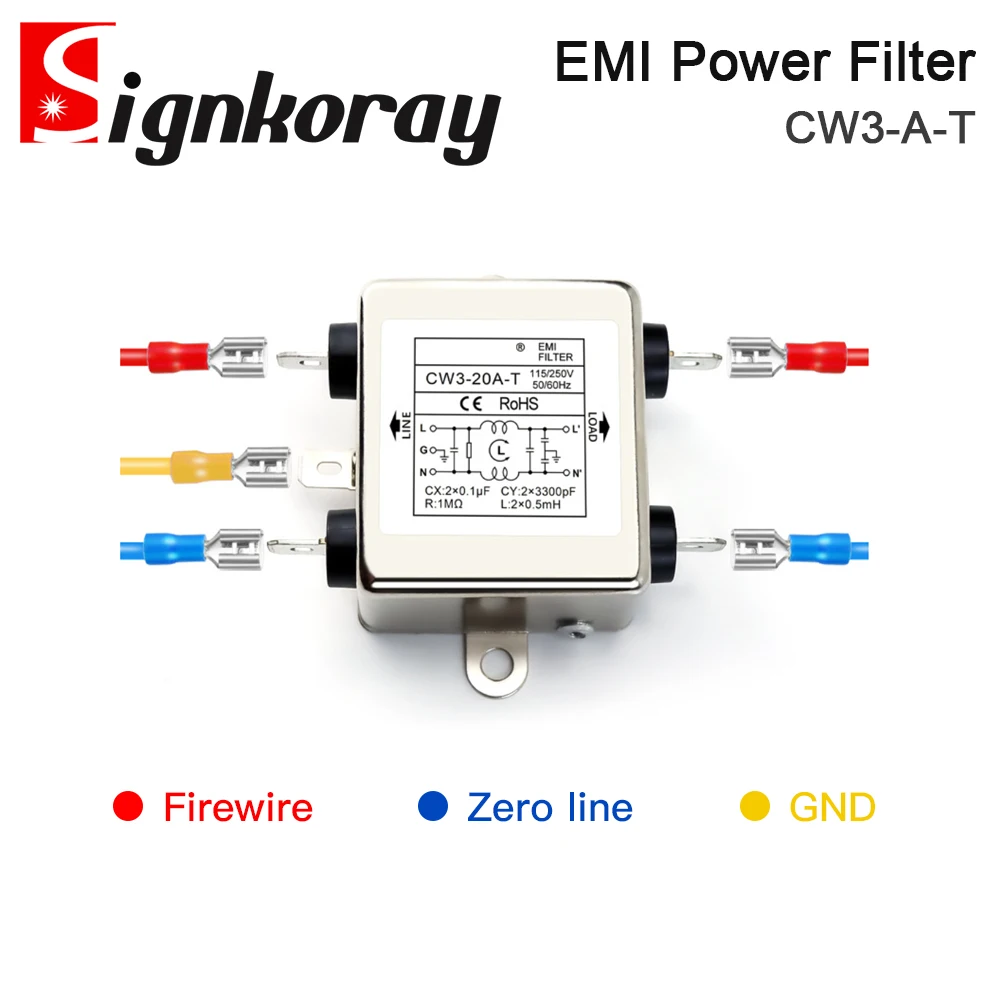 SignkoRay EMI Power Filter CW3-3A 6A 10A 20A-T AC 220V purificazione delle interferenze monofase