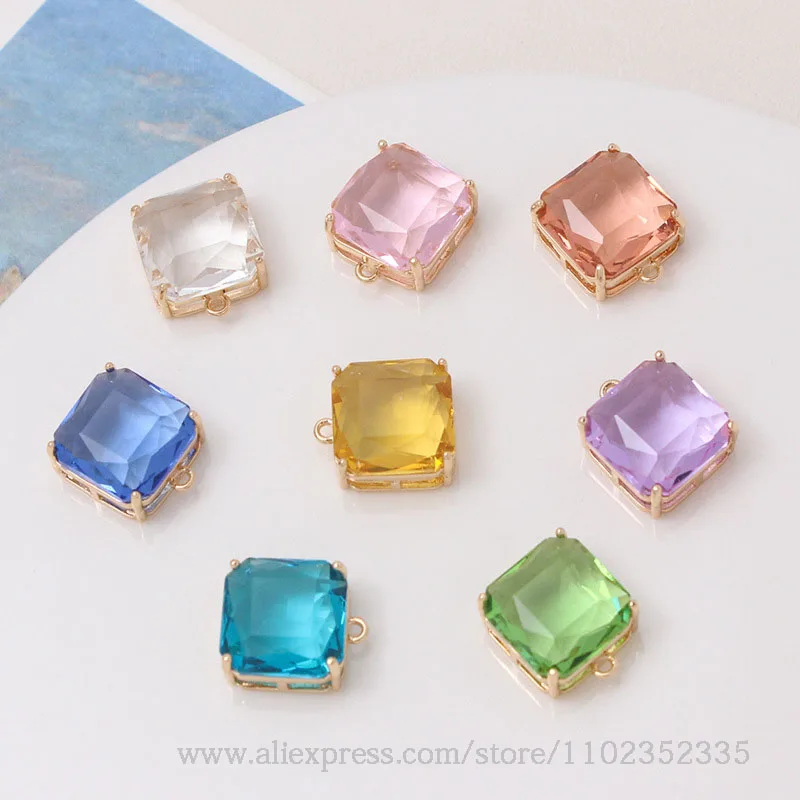 10pcs/ Bag New 14mm color three-dimensional square square pendant DIY bracelet earrings necklace accessories materials