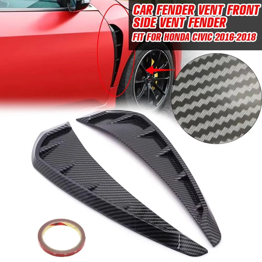 For Honda Civic 2016-2018 Car Fender Side Wing Vents Air Flow Intake Hole Grille Sticker Cover Styling Exterior Accessories 2pcs