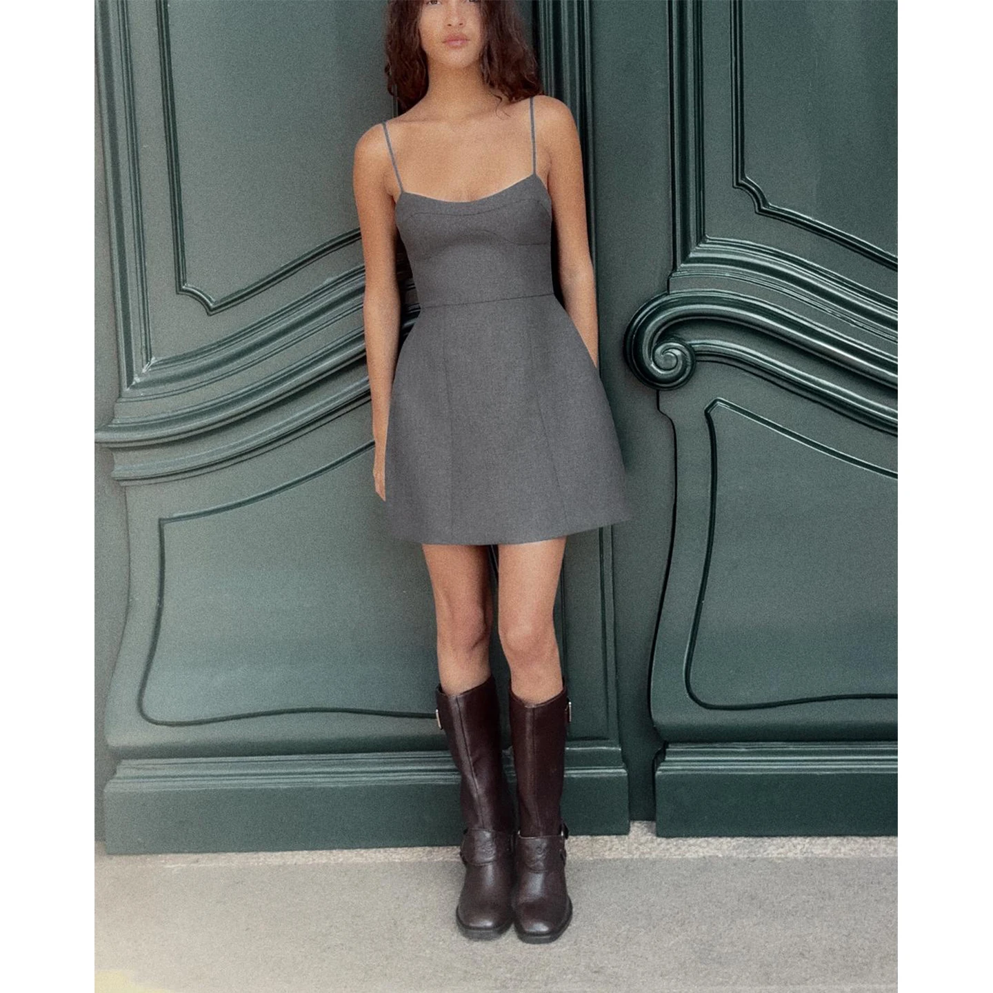 mat Sle ort Svel round Ne Dr Women's New Autumn Polyester Fiber Blend A-Line Skirt Casual Wear