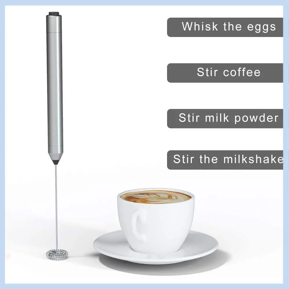 

AS63-Milk Frother Handheld Battery Operated Mini Mixer Electric Foam Maker For Coffee Stainless Steel Milk Foamer For Coffee