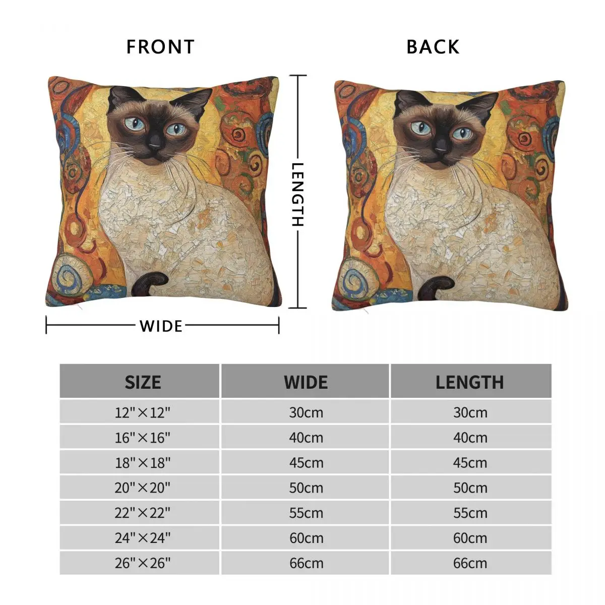 Siamese Cat Gustav Klimt Square Pillowcase Polyester Linen Velvet Printed Zip Decorative Throw Pillow Case Home Cover Wholesale