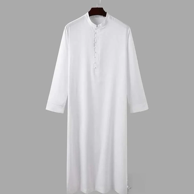 Eid Ramadan Muslim Men Jubba Thobe Saudi Islmaic Clothing Male Prayer Qamis Homme Black White Moroccan Kaftan Long Sleeve Tunics