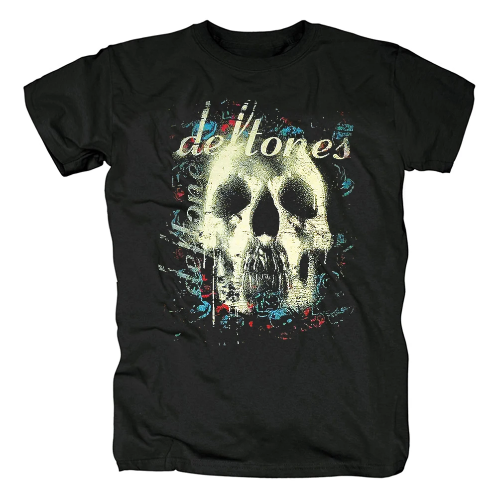 Vintage Loose Mens T-shirts Horror Deftones Skull T Shirt Casual Harajuku Gothic Black Tee Shirt Summer Tops Streetwear Hip Hop