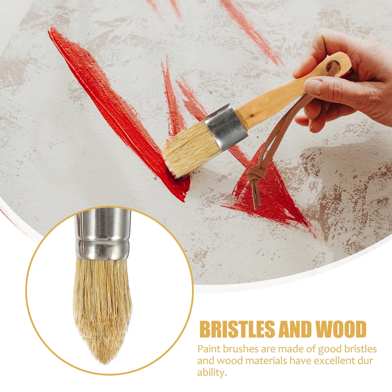 

3pcs Paint Brushes Natural Bristle Wood Handle Multi-Function Art Brush For Chalk Milk Latex Wax Glaze Household Painting Tools