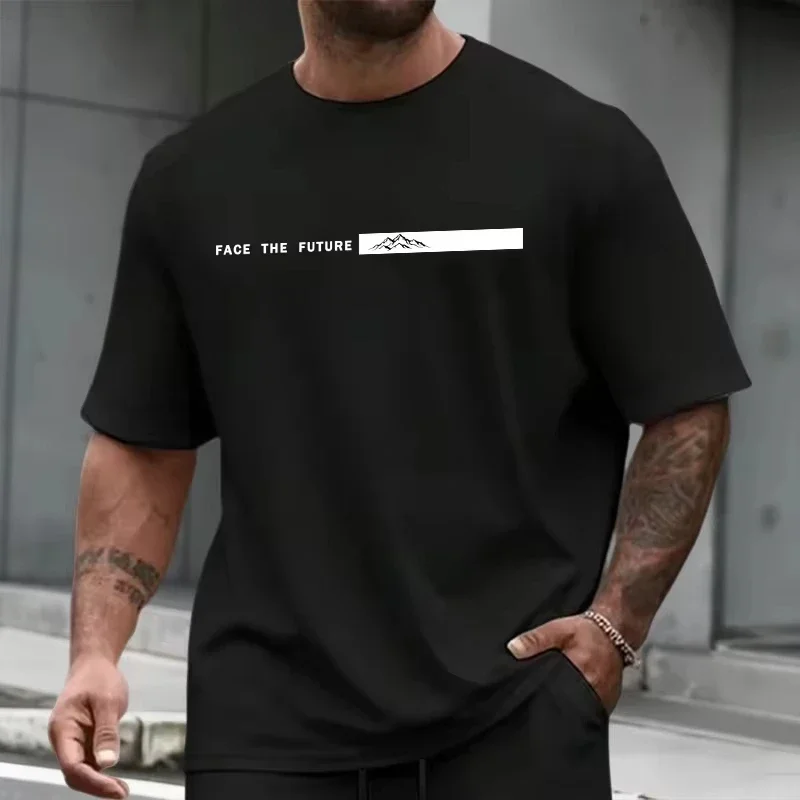 Men's Summer Round-Neck Casual Relaxed-Fit Short-Sleeve T-Shirt with California Letter Print Comfortable Short-Sleeve Top