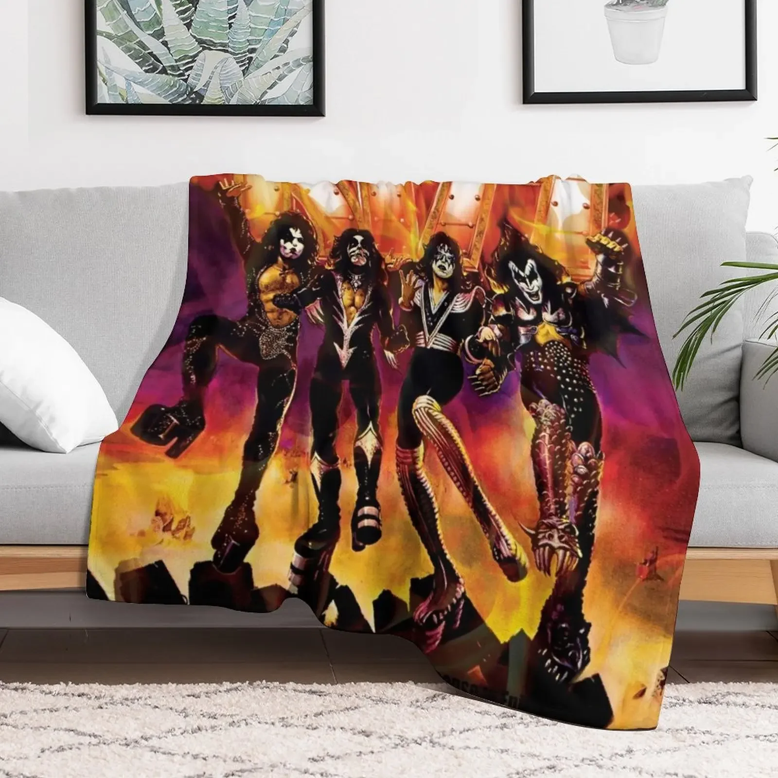 kiss the band t shirt Throw Blanket Multi-Purpose heavy to sleep Blankets