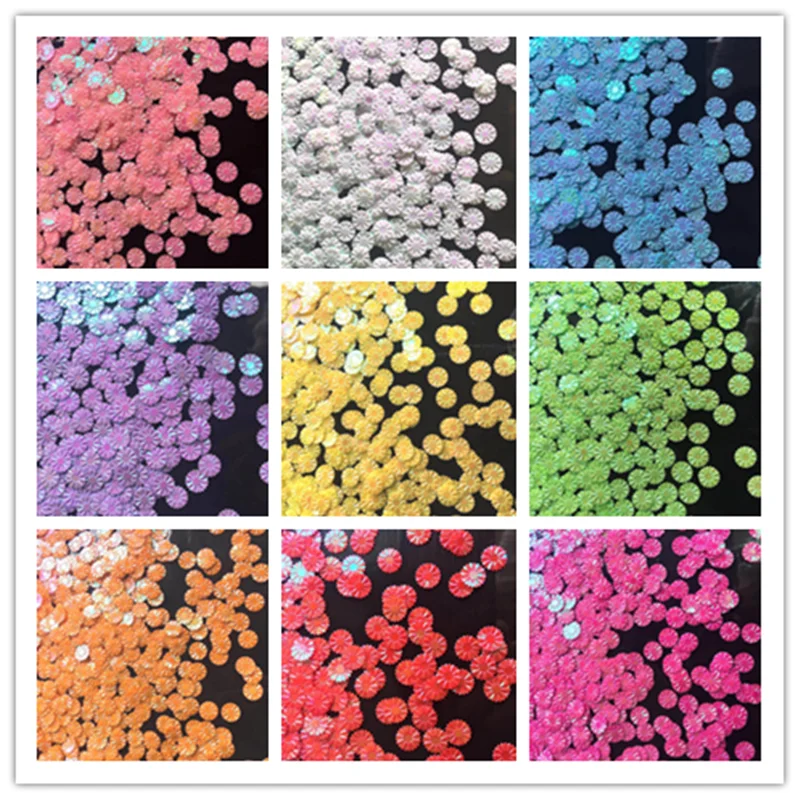 10g/250Pcs/Bag 9mm AB Color Fantasy Daisy Round Sequins PVC Paillette Sewing Wedding Craft  DIY Garment Lentejuelas Accessories