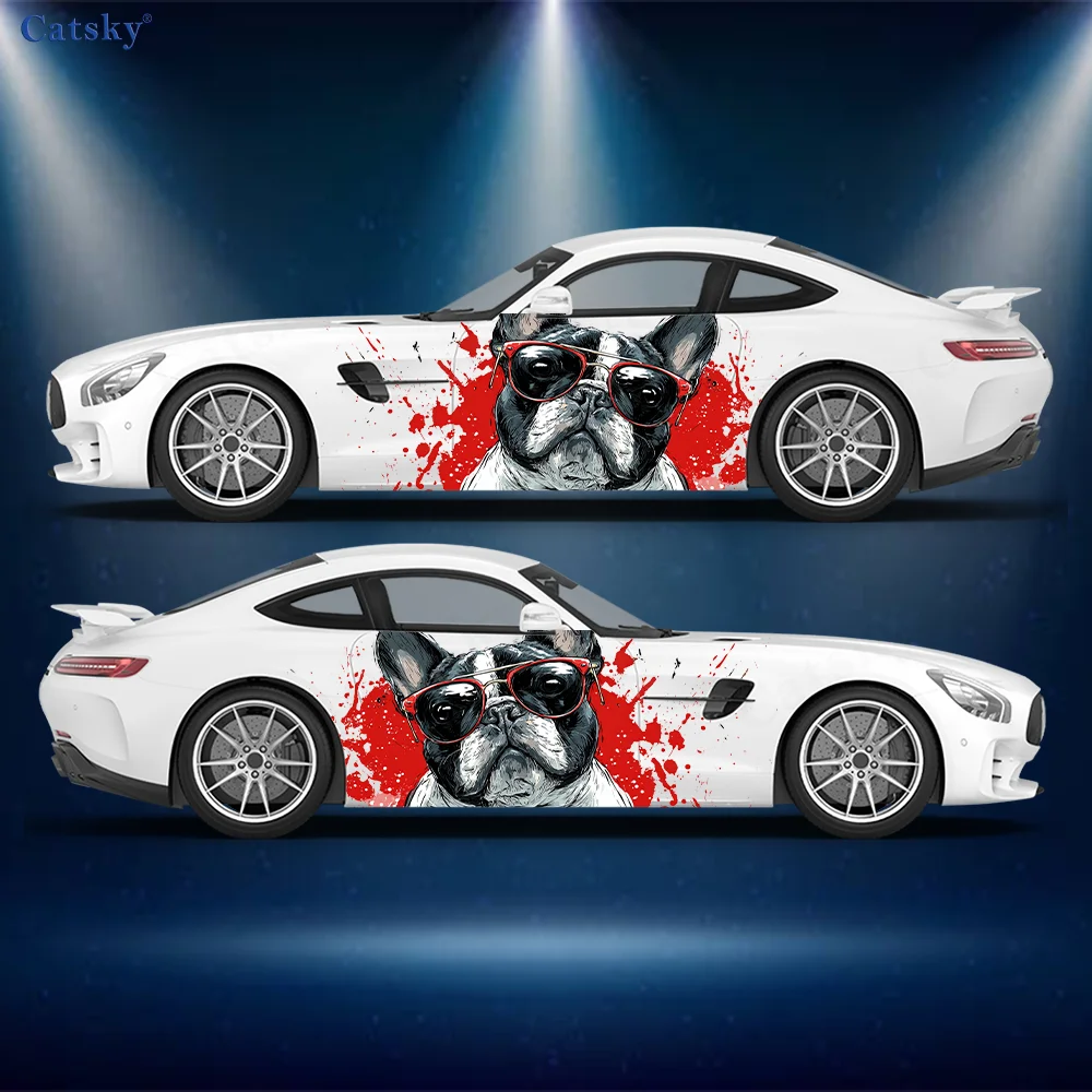 

French Bulldog Sticker Car Vinyl Wraps Decal Self-adhesive PVC Sticker Suitable for Trucks SUV Decoration Auto Accessories Gift